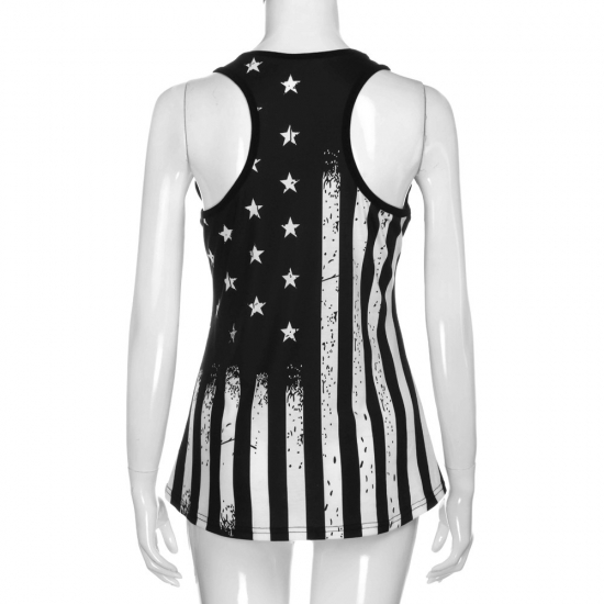 Casual Wear American Flag Printed Custom Tanks Women for Workout And Street Wear