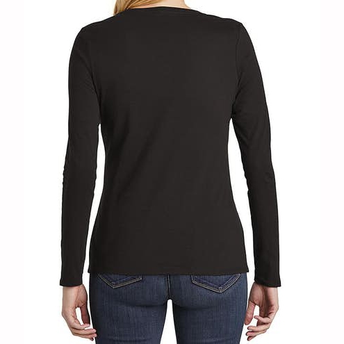 Women Long Sleeve V Neck Solid Color Custom T‑shirt